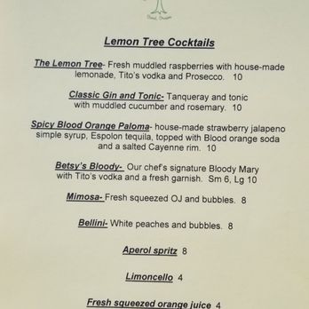 The Lemon Tree - Menu: Cocktails - Cocktail Bars Near Me - Bend, Oregon The Lemon Tree - Menu: Cocktails - Cocktail Bars Near Me - Bend, Oregon