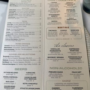 NAIA - Drink menu - Mediterranean Near Me - Chicago, Illinois