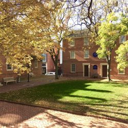 Delaware Historical Society - Small square with several historic buildings across N Market St from the main museum building.