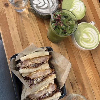 Stonemill Matcha - Sesame Latte, Iced Rose Matcha Latte, and ginger matcha latte. And pork sando - Cafes Near Me - San Francisco, California Stonemill Matcha - Sesame Latte, Iced Rose Matcha Latte, and ginger matcha latte. And pork sando - Cafes Near Me - San Francisco, California