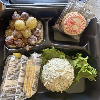 Chicken Salad Chick - The Chick - A scoop of Lauryn's Lemon Basil with grape salad - Salad Near Me - Colorado Springs, Colorado Chicken Salad Chick - The Chick - A scoop of Lauryn's Lemon Basil with grape salad - Salad Near Me - Colorado Springs, Colorado