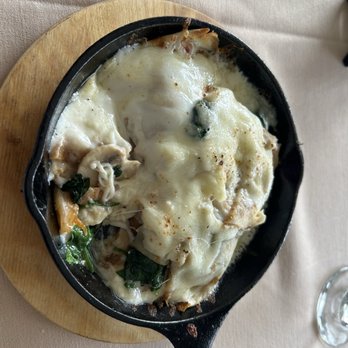 A Matter of Taste - Crepes stuffed with Bacon, spinach and mushrooms covered with a bechamel cheese sauce - Wine Bars Near Me - Ripon, California