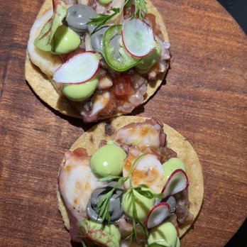 Quique Crudo - Tostada octopus - Cocktail Bars Near Me - New York, New York Quique Crudo - Tostada octopus - Cocktail Bars Near Me - New York, New York