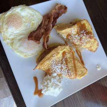 Omelette Cafe - Stuffed French toast with apples and cinnamon. Also this is some of the most perfectly cooked bacon I've ever had at a restaurant - Cafes Near Me - Las Vegas, Nevada Omelette Cafe - Stuffed French toast with apples and cinnamon. Also this is some of the most perfectly cooked bacon I've ever had at a restaurant - Cafes Near Me - Las Vegas, Nevada