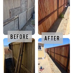 RBO Service - Fence repair and restoration. Replaced damaged boards, reinforced the structure, and stained the fence for a clean, refreshed look.