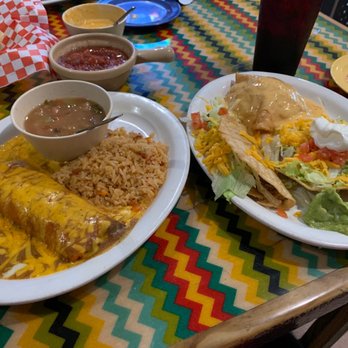 Baja Cantina - Baja plate: fajita beef enchiladas, chalupa, crispy taco and cheese puff. - Tex-Mex Near Me - Hitchcock, Texas