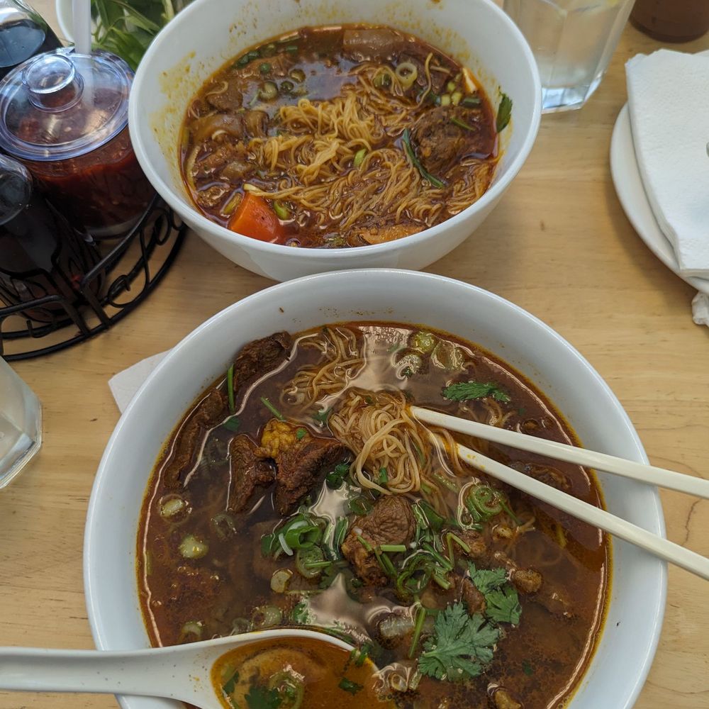 Mong Thu Cafe - Bon bun hue (front) and Bo Kho (back) - Vietnamese Near Me - San Francisco, California Mong Thu Cafe - Bon bun hue (front) and Bo Kho (back) - Vietnamese Near Me - San Francisco, California