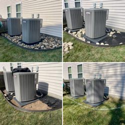 Wake Landscapes - We recommend installing river rock around air conditioning units for protection and to eliminate trimming.