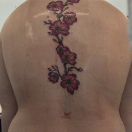 The tattoo I received (dark pink is on the outside of every flower)