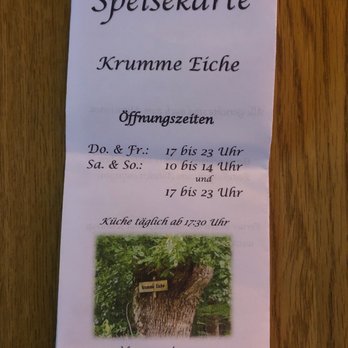 Gaststätte Zur Eiche - Die Öffnungszeiten und die Front der Speisekarte - Pubs Near Me - Titz, NW