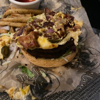 HopCat - Incredibly inedible HARD AS A ROCK gluten free bun on my husbands burger that cost $3 extra. - Beer Bar Near Me - Royal Oak, Michigan HopCat - Incredibly inedible HARD AS A ROCK gluten free bun on my husbands burger that cost $3 extra. - Beer Bar Near Me - Royal Oak, Michigan