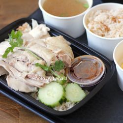 Katak Thai Chicken Rice - Classic (Khao Man Gai) + Extra Thigh ($19.95) - Chicken Meat served with Ginger Rice, Soy Paste Sauce & Cucumbers. Comes with Broth.