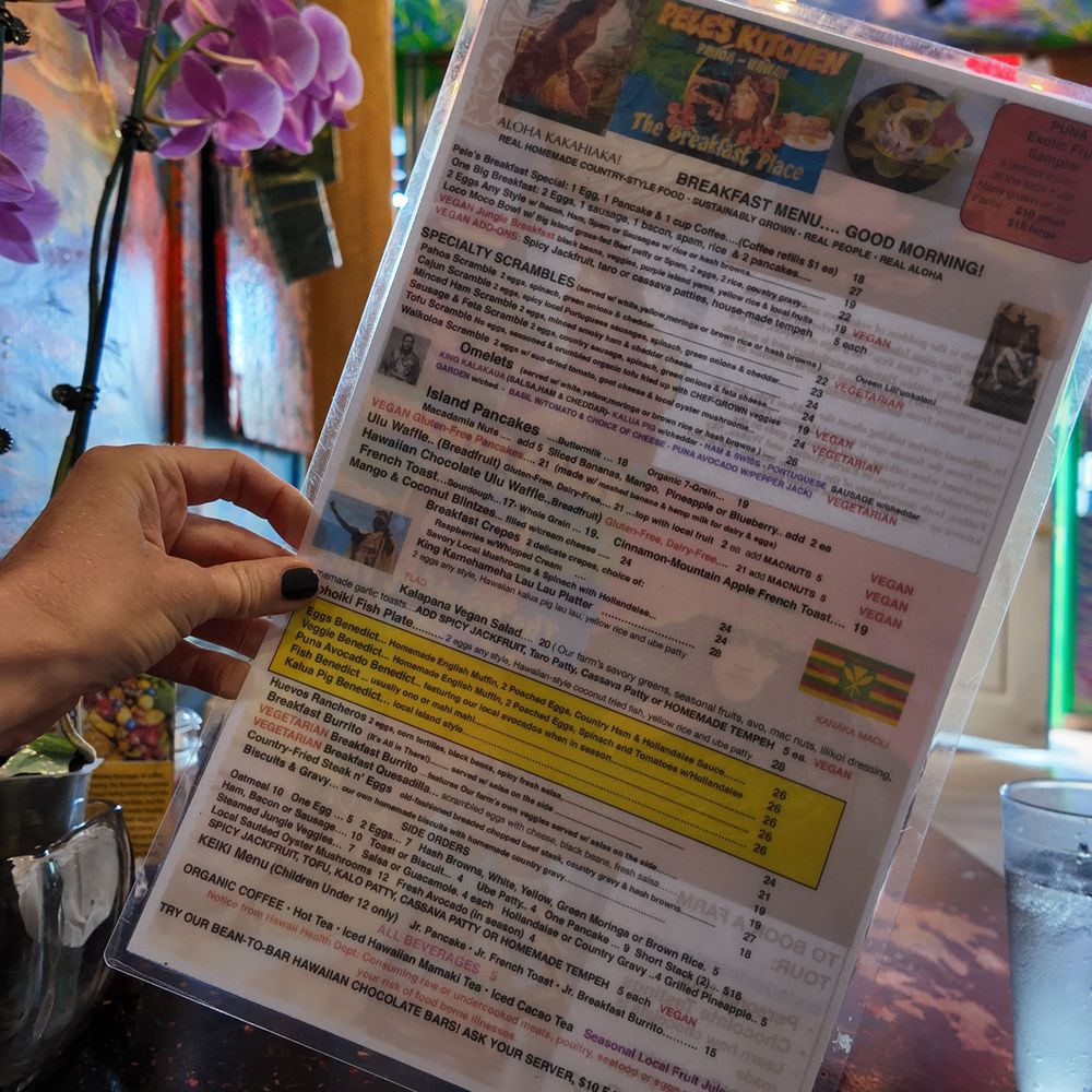 Pele's Kitchen - So many vegan options on the Pele's Kitchen menu! - Breakfast & Brunch Near Me - Pahoa, Hawaii Pele's Kitchen - So many vegan options on the Pele's Kitchen menu! - Breakfast & Brunch Near Me - Pahoa, Hawaii
