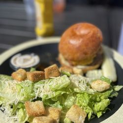 Smoke on the Water - Burger and side salad
