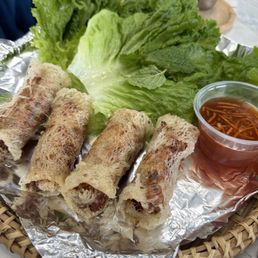 Yummy... can you see that crispiness. Not your typical egg roll. This is make from shredded rice paper Yummy... can you see that crispiness. Not your typical egg roll. This is make from shredded rice paper