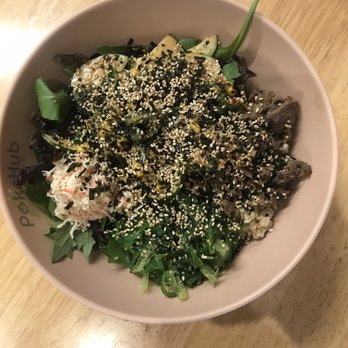 PokeHub - Build Your Own Vegetarian Bowl - Small bowl with bulgogi and shrimp (half brown rice and greens) - Poke Near Me - Fairfax, Virginia PokeHub - Build Your Own Vegetarian Bowl - Small bowl with bulgogi and shrimp (half brown rice and greens) - Poke Near Me - Fairfax, Virginia