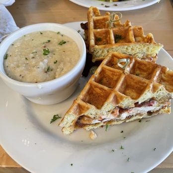 Sunny Point Café - Fried Chicken and Waffle Sandwich and grits - Southern Near Me - Asheville, North Carolina Sunny Point Café - Fried Chicken and Waffle Sandwich and grits - Southern Near Me - Asheville, North Carolina