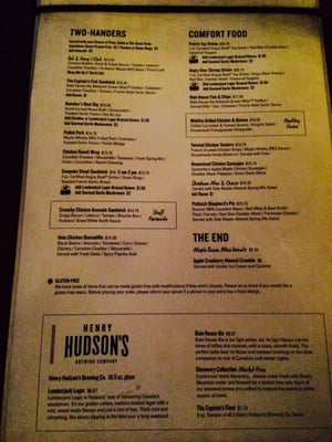 Menu photo 1 Hudsons Canada's Pub Edmonton, AB Menu photo 1 Hudsons Canada's Pub Edmonton, AB
