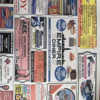 Empire Diner - a variety of advertisements on a newspaper - Diners Near Me - Monroe, New York Empire Diner - a variety of advertisements on a newspaper - Diners Near Me - Monroe, New York