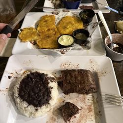 Las Palmas Latin Grill - Skirt Steak"chimi-Churri Steak (Churrasco) Black beans and rice Tostones Lechón