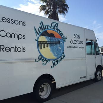 Avila Beach Surf School - Here's the truck where they have all of water suits & boards that is  included with your lesson where you meet your instructor. - Surf Schools Near Me