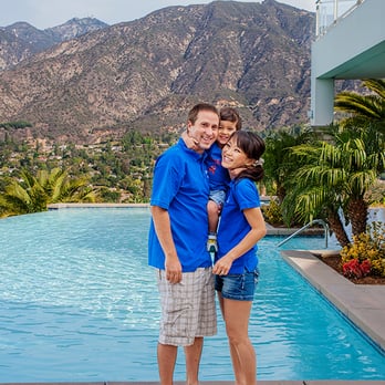 Professional Pool Maintenance - The Family at a Customers Pool - Pool Cleaners Near Me - Arcadia, California