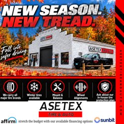 Asetex Tire & Auto - Tire Season is here! New Tire Sales, Tire Mount & Balancing, Wheels & Rims, Alignments