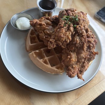 Toast Kitchen & Bakery - Fried chicken (herb buttermilk brined) and waffle - soooo good - Breakfast & Brunch Near Me - Tustin, California
