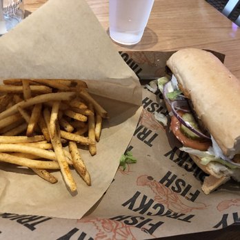 Tricky Fish - Blackened Catfish Po-Boy, Includes Fries ($10) - Seafood Near Me - Richardson, Texas
