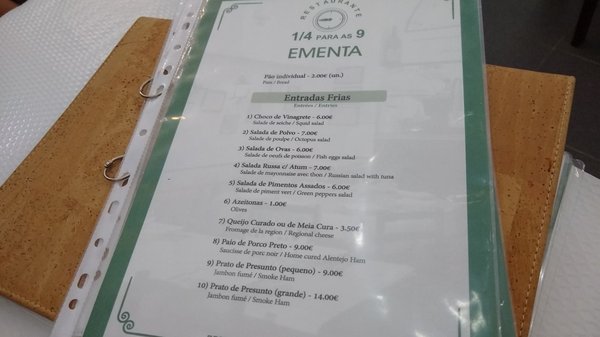 Menu photo 5 Restaurante 1 4 P Ras 9 Évora, 07