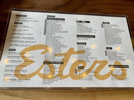 Menu photo 7 Esters Oneida Park Denver, CO