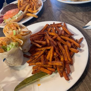 Pearce's - Buffalo chicken wrap with sweet potato fries! - American Near Me - Oswego, Illinois
