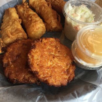 On The Clock Bar & Grill - battered cod and potato pancakes - American Near Me - Milwaukee, Wisconsin