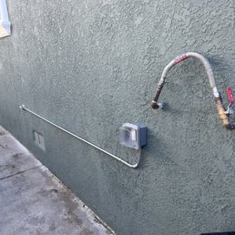 External outlet for a water softener. External outlet for a water softener.