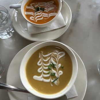 The Cheese Course - Our cup of soup choices: Butternut squash and tomato bisque. - Cheese Shops Near Me - Plantation, Florida The Cheese Course - Our cup of soup choices: Butternut squash and tomato bisque. - Cheese Shops Near Me - Plantation, Florida
