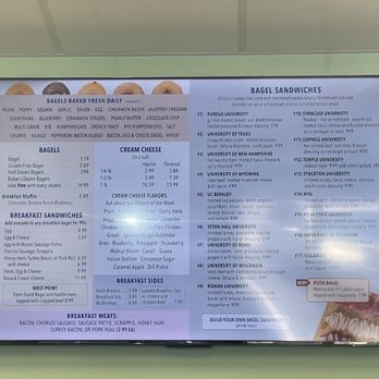 Bagel University - Menu screen - Bagels Near Me - Vineland, New Jersey