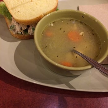 Panera Bread - Chicken noodle soup and Napa Almond Chicken Salad Sandwich. Great and tasty protein punch!!! - Sandwiches Near Me - Glen Allen, Virginia