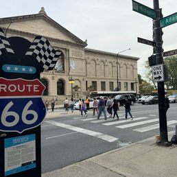 On the corner of Adams & Michigan Ave. across the street from the Art institute of Chicago.