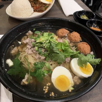 Thai Hot Box - Clear Broth Noodle Soup with Egg Noodles - Thai Near Me - New York, New York Thai Hot Box - Clear Broth Noodle Soup with Egg Noodles - Thai Near Me - New York, New York