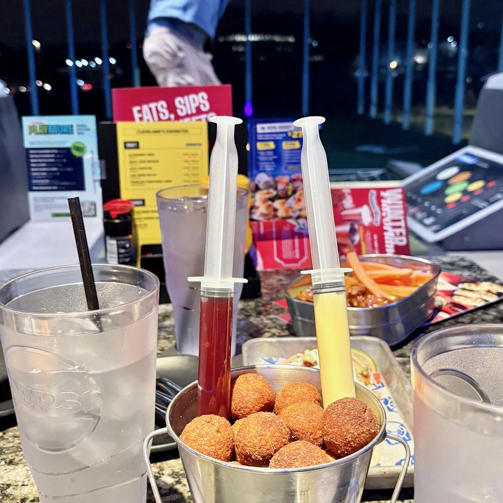 Injectable donut holes with my BF's perfect form in the background.