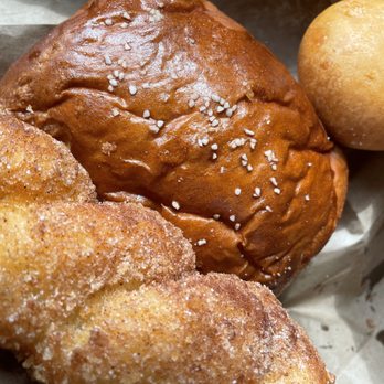 Sol Levante Bakery - A fantastic cruller, some sort of delicious very light, slightly sweet and salty pretzel bread? and an amazing vanilla cream doughnut. - Bakeries Near Me - Cheltenham, Pennsylvania