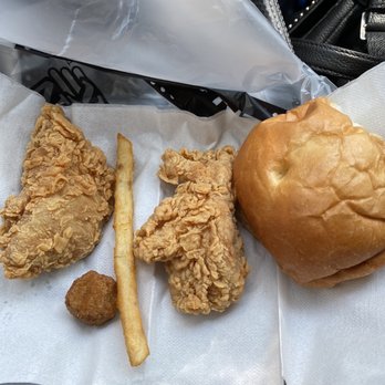 Golden Chick - This is their 2 pc. Thighs and fries combo. The thighs are boneless...Isize reference. I did not care for the fries or thighs. - Fast Food Near Me - Hurst, Texas Golden Chick - This is their 2 pc. Thighs and fries combo. The thighs are boneless...Isize reference. I did not care for the fries or thighs. - Fast Food Near Me - Hurst, Texas