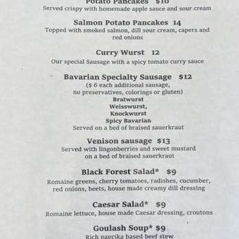 Black Forest Restaurant - Appetizer menu a/o 4/18/23 - German Near Me - Naples, Florida