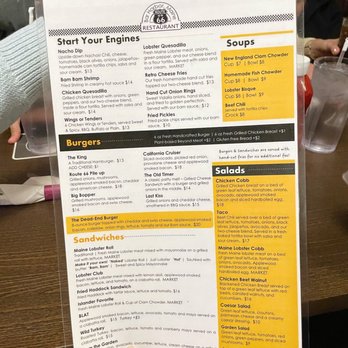 Route 66 Restaurant - MENU [1/2] - Seafood Near Me - Bar Harbor, Maine