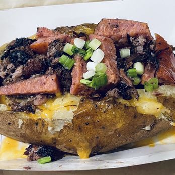 Brickyard BBQ - Loaded Baked Potato with brisket and sausage - Sandwiches Near Me - San Antonio, Texas