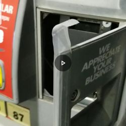 Chevron - Pump #7 receipt printer door, unlocked and held shut with scotch tape, because "they lost the key"
