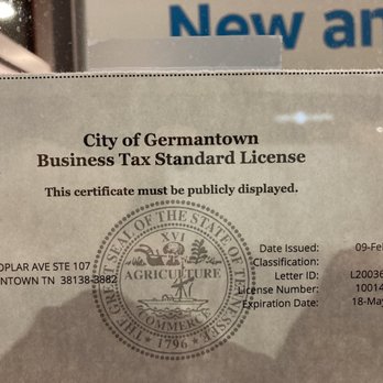 AT&T Store - business license posted in front window of AT&T MOBILE PHONE store - Mobile Phones Near Me - Germantown, Tennessee AT&T Store - business license posted in front window of AT&T MOBILE PHONE store - Mobile Phones Near Me - Germantown, Tennessee