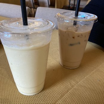 Holy Grounds Cafe - Left: orange freeze (tastes like an orange creamsicle)  Right: iced caramel - Cafes Near Me - Solvang, California