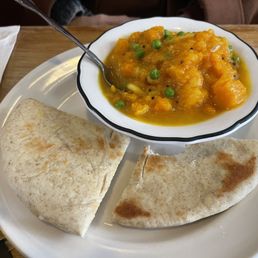 Farsi, butternut squash soup and flat bread