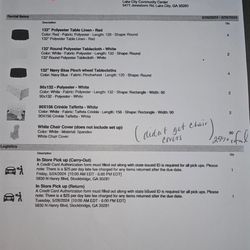 Divine Celebrations - Invoice with employee notes that I didn't receive chair covers and refund was due